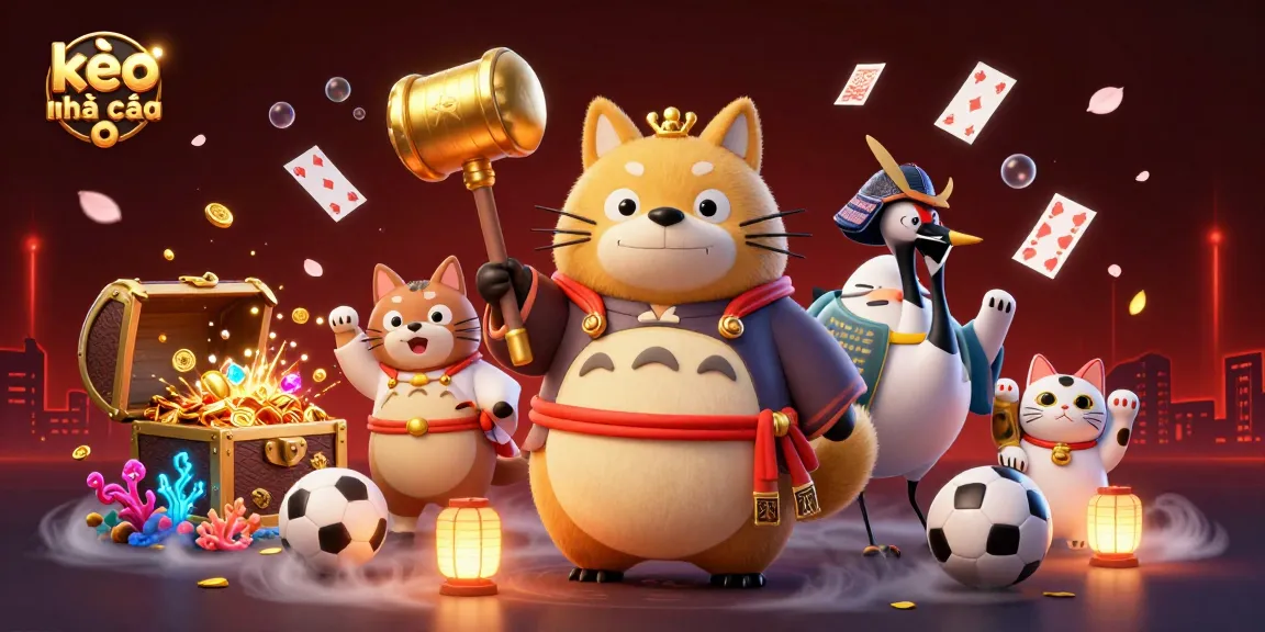 Experience the excitement of kèo nhà cái with cheerful tanuki and sporty elements.