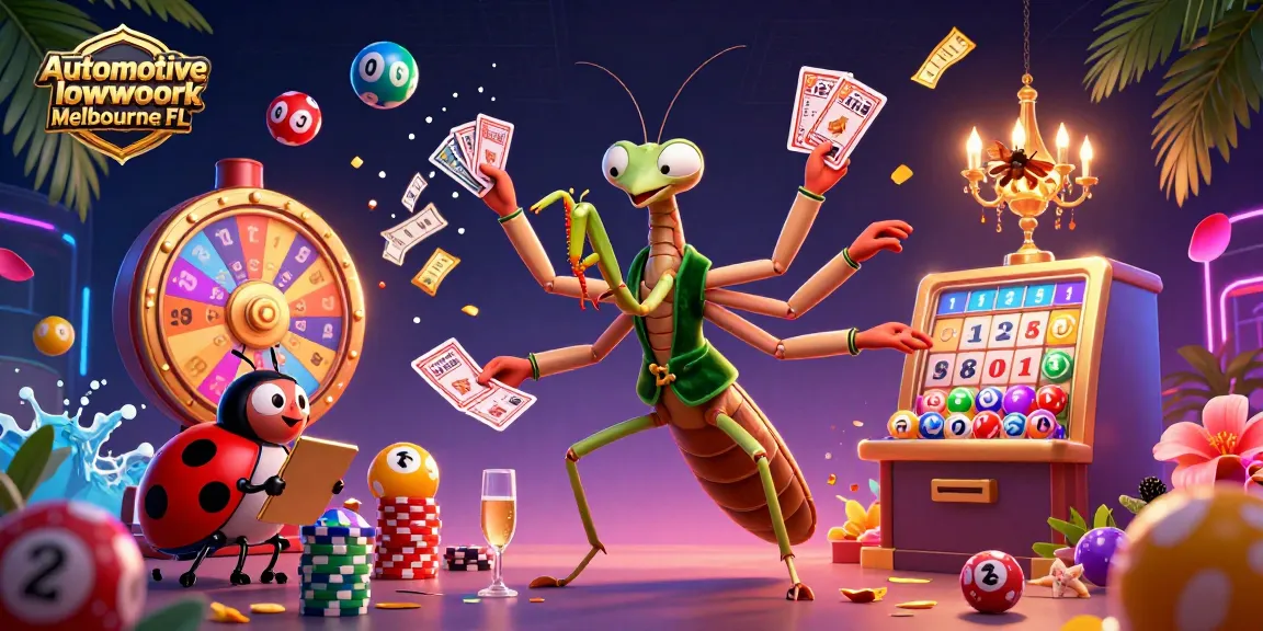 Engage with an exhilarating scene depicting Automotive locksmith Melbourne FL with vibrant lottery elements and fun characters.