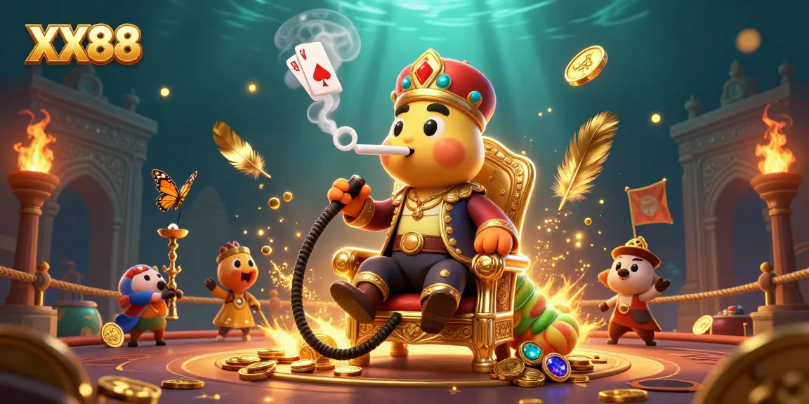 Experience the excitement of gambling at XX88, with dynamic elements and engaging characters in a vibrant scene.