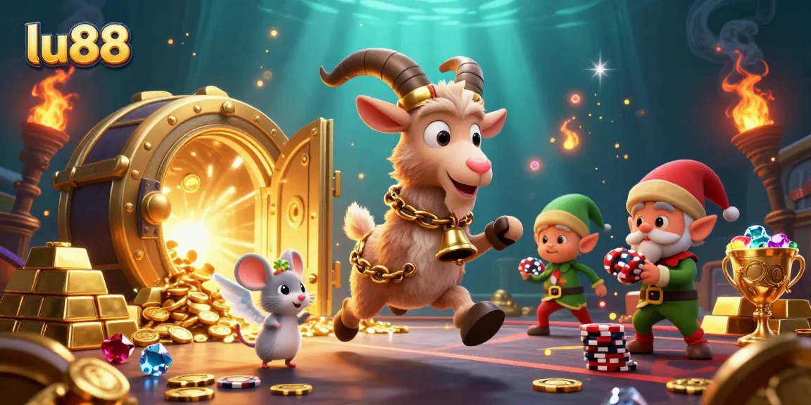 Join in the win with lu88 at this vibrant holiday casino scene full of excitement and treasures.