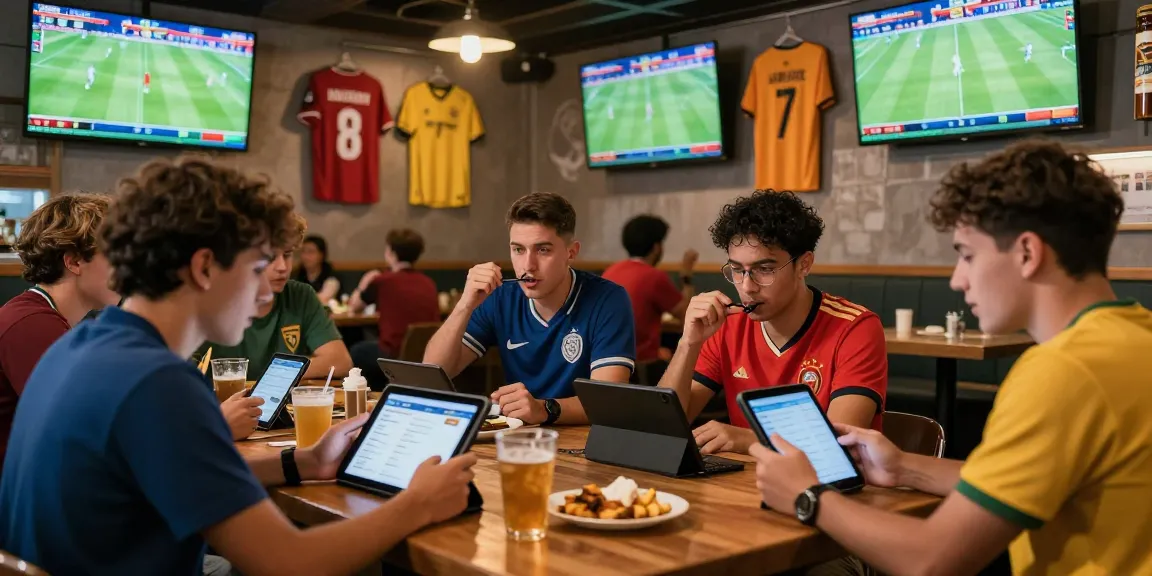 Football fans at Bongdata sports bar discussing World Cup predictions.