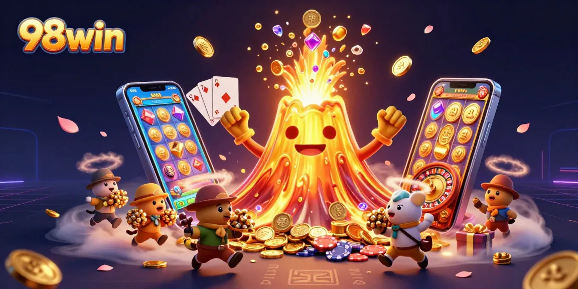 Experience thrilling gameplay and winning potential at 98win with an exciting casino illustration.