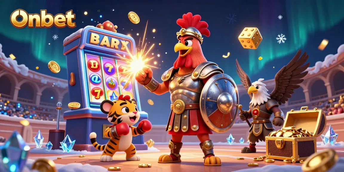 Experience thrilling gameplay at Onbet with eye-catching slot machines and vibrant casino elements.