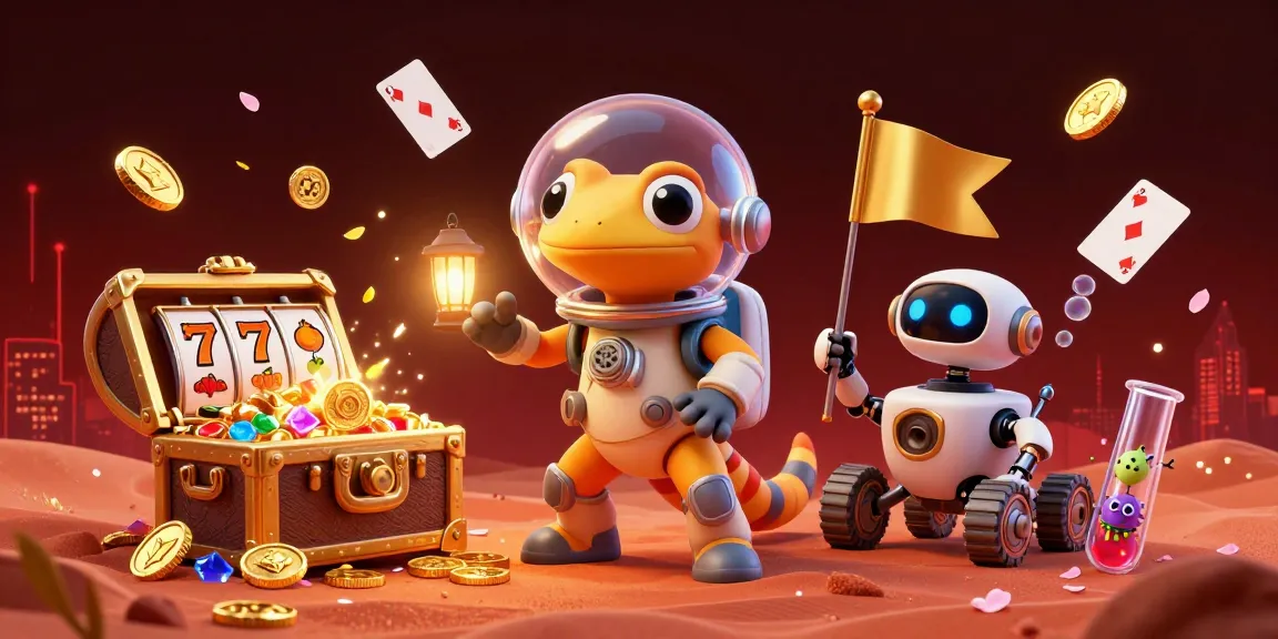 PHTAYA offers thrilling casino adventures with the Martian gecko exploring a buried golden casino.