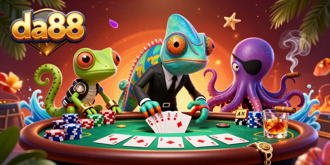 Experience thrill and excitement at da88's dynamic poker table scene with colorful chips and high-stakes action.