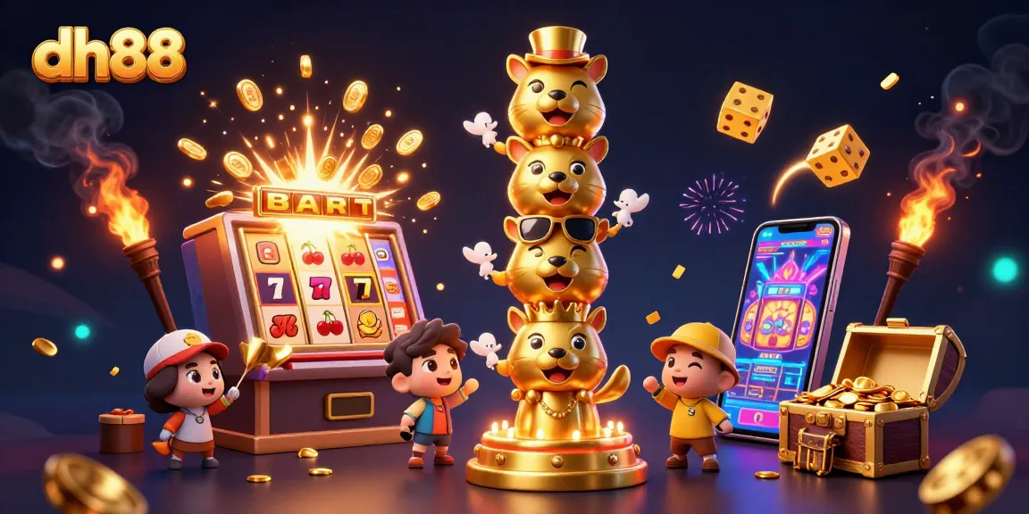 Play exciting games at dh88 with vibrant illustrations of epic casino scenes and jackpots.