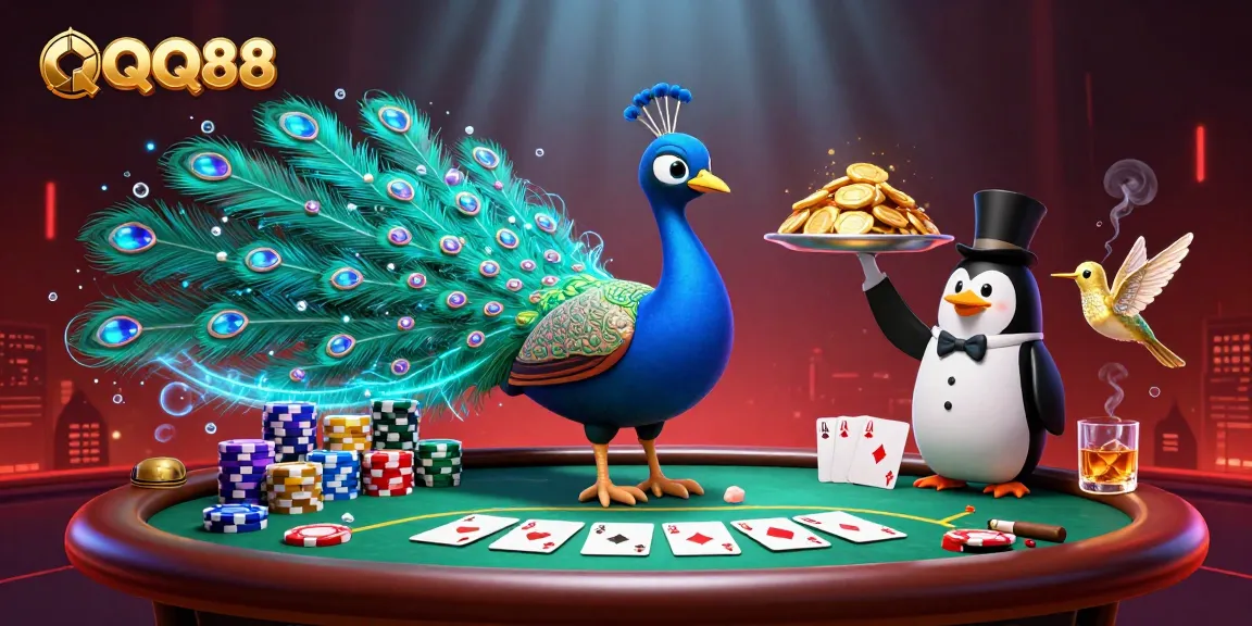 Experience the excitement of QQ88 with vibrant poker visuals and charming characters.