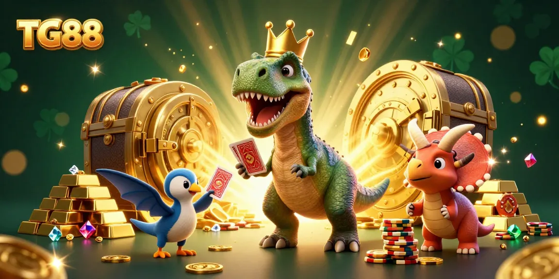 TG88 showcases fun with a T-Rex card dealer, pterodactyl assistant, and chip-stacking triceratops.
