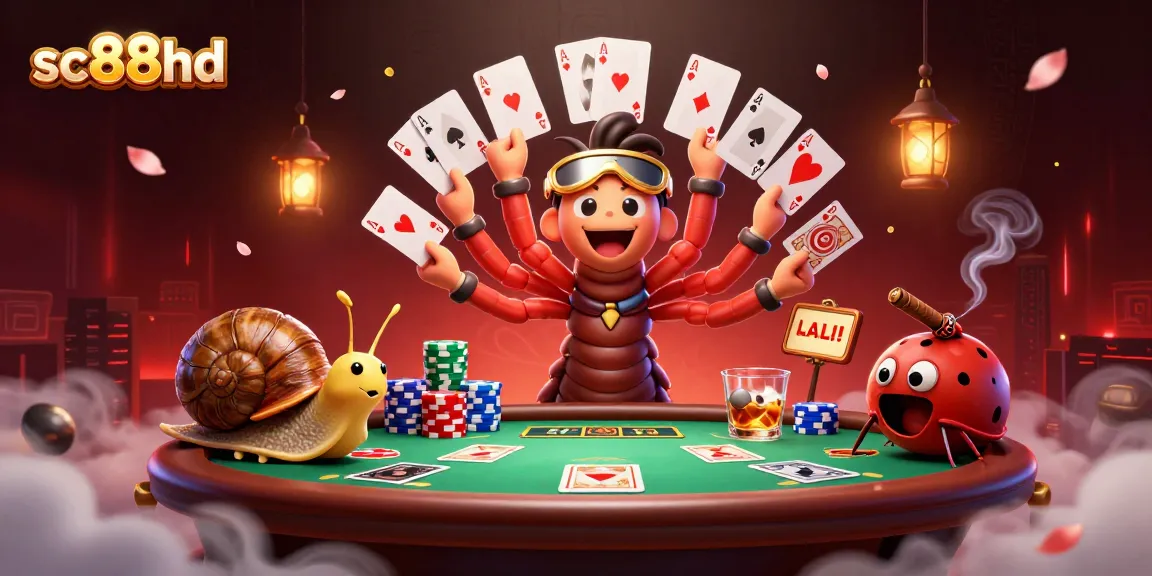 Experience sc88hd's vibrant poker scene with a millipede dealer and colorful chip stacks.