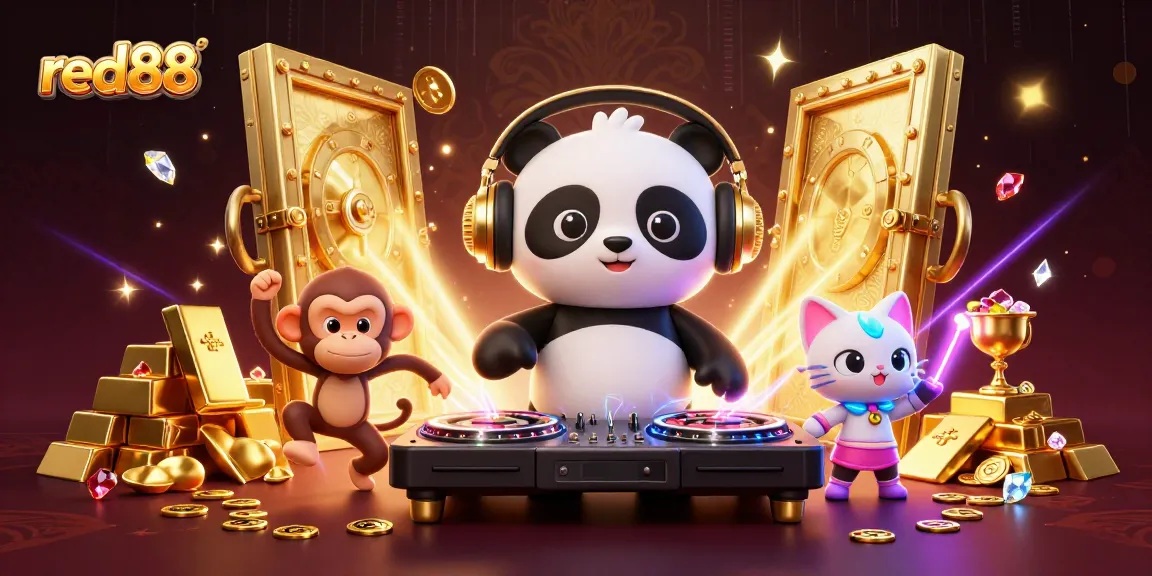 Experience thrilling gameplay with red88 as DJ panda spins at a vibrant casino party.