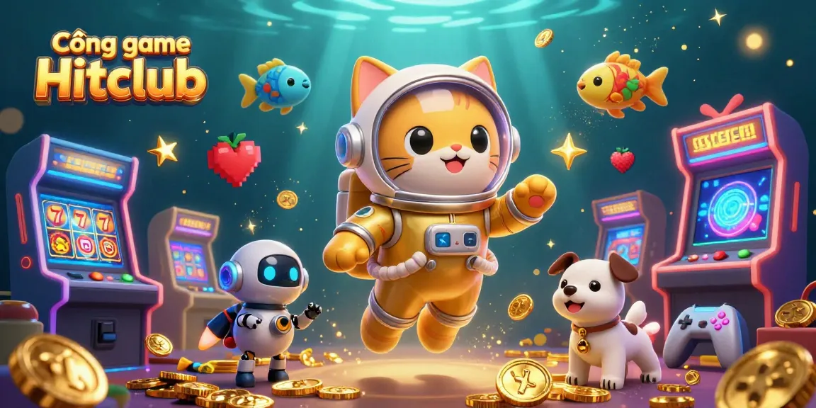 Cổng game Hitclub showcases vibrant slot games with magical elements in this dynamic 3D illustration.