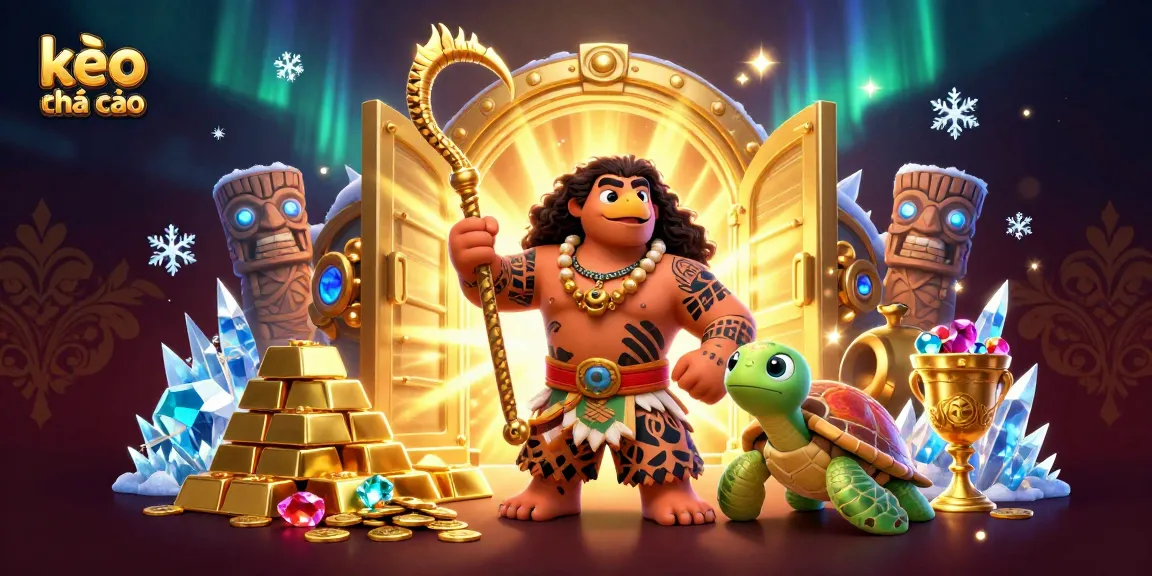 Experience thrilling kèo nhà cái action with vibrant 3D illustration featuring a demigod and treasure!