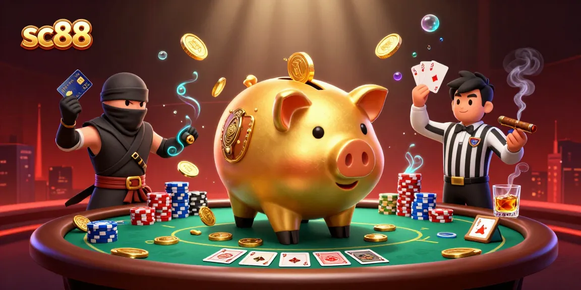 Engage with SC88 for vibrant gaming action featuring an energetic scene with characters and poker elements.